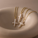 Baroque Pearl Cross Necklace