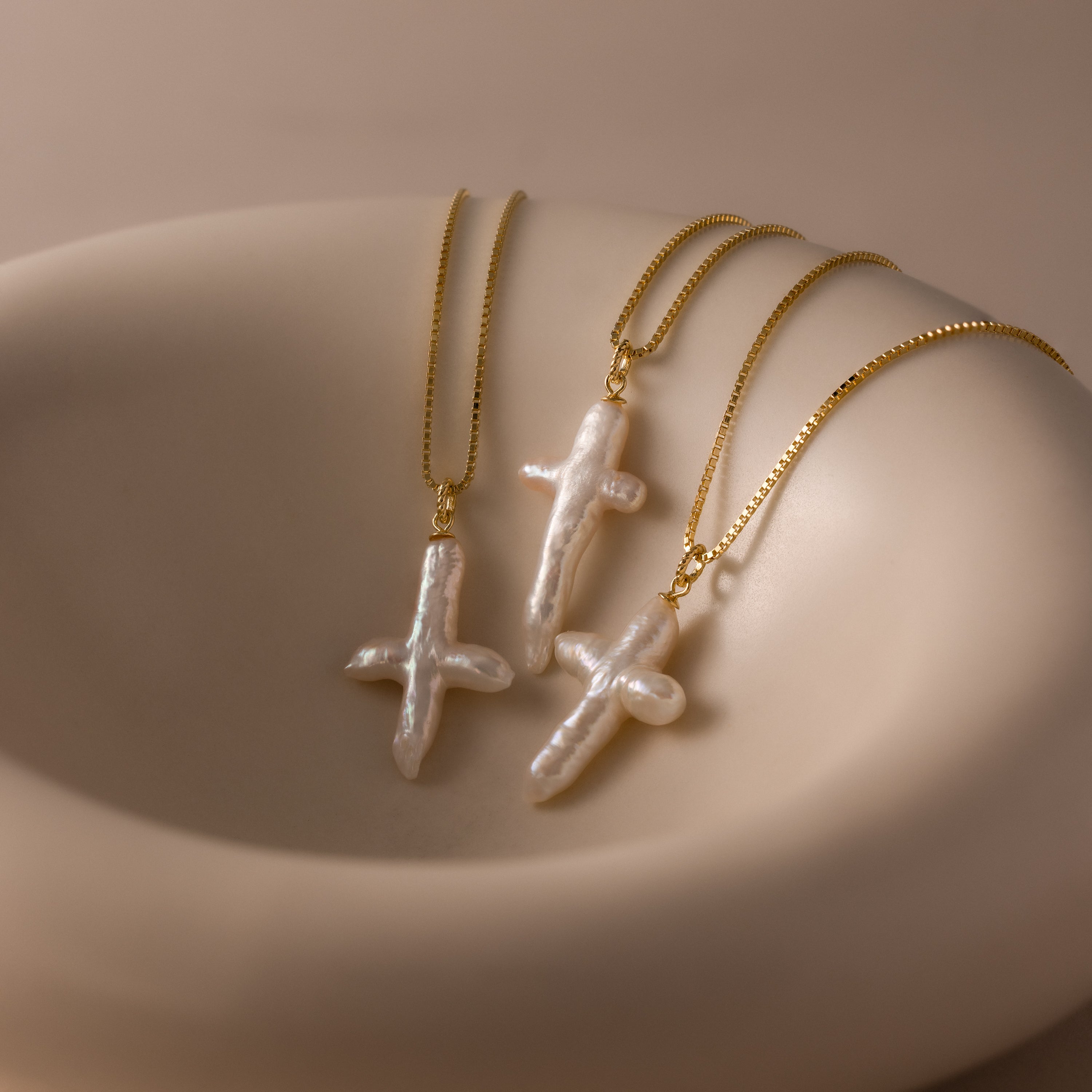 Baroque Pearl Cross Necklace