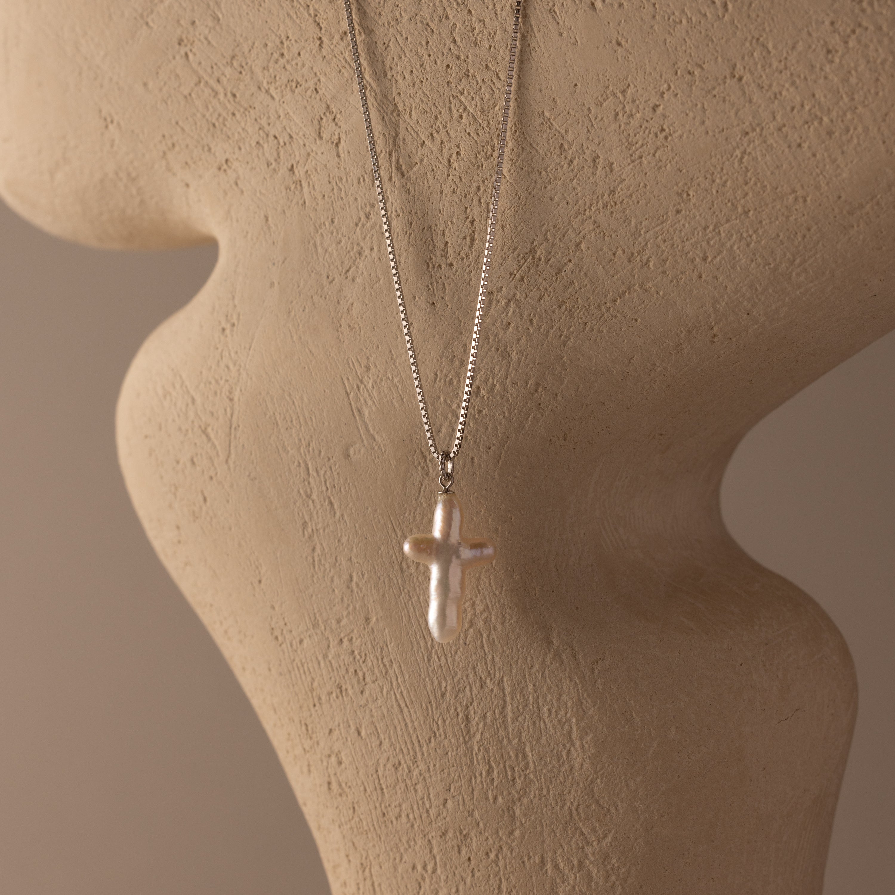 Baroque Pearl Cross Necklace