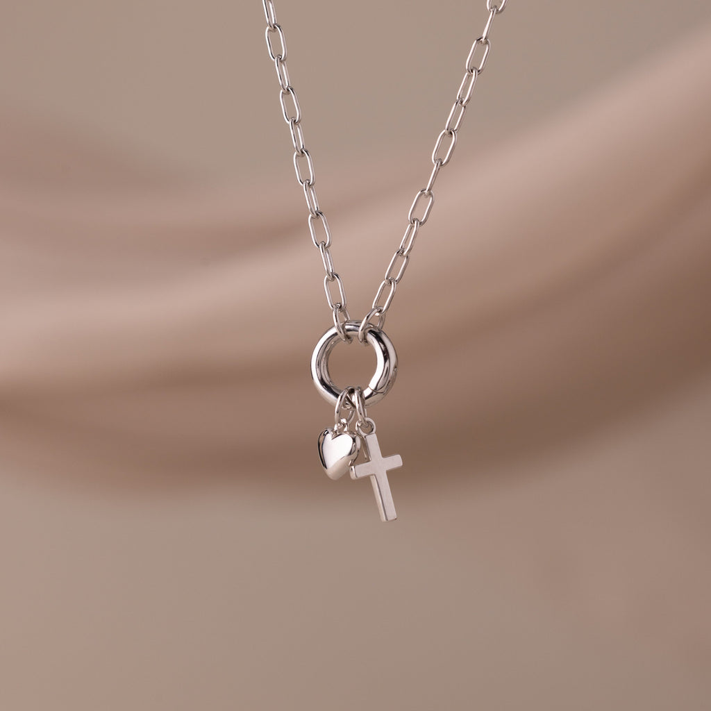 Cross & Heart Charm Bracelet