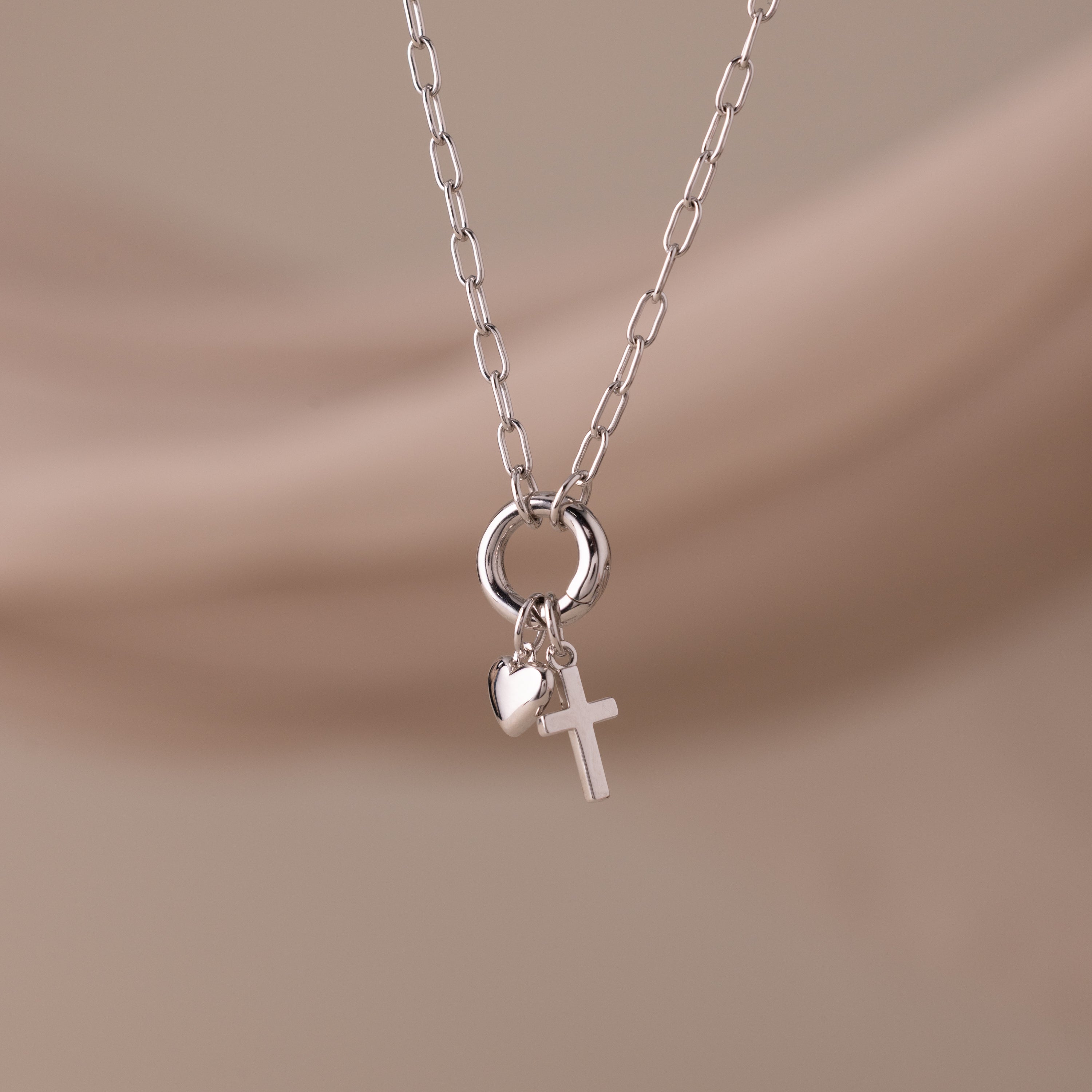 Cross & Heart Charm Bracelet