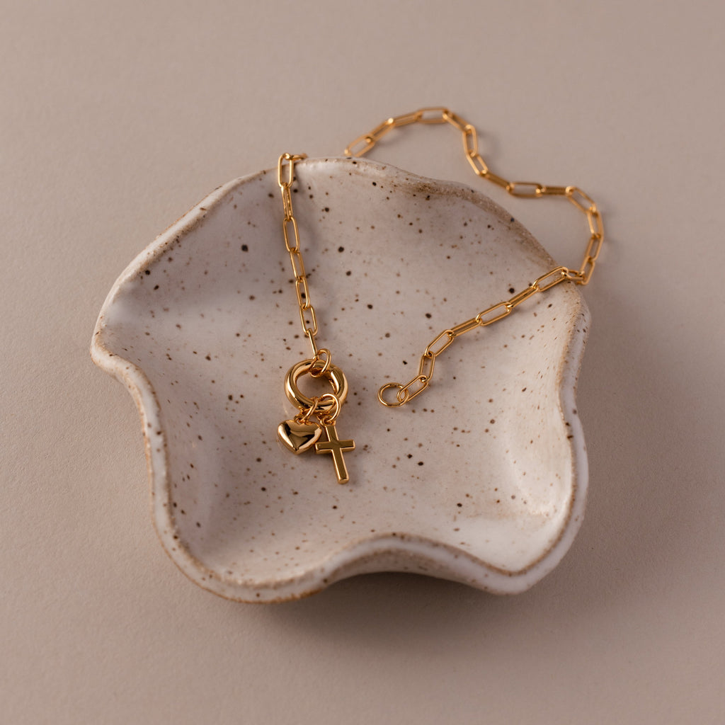 Cross & Heart Charm Bracelet