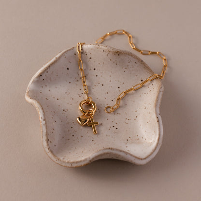 Cross & Heart Charm Bracelet