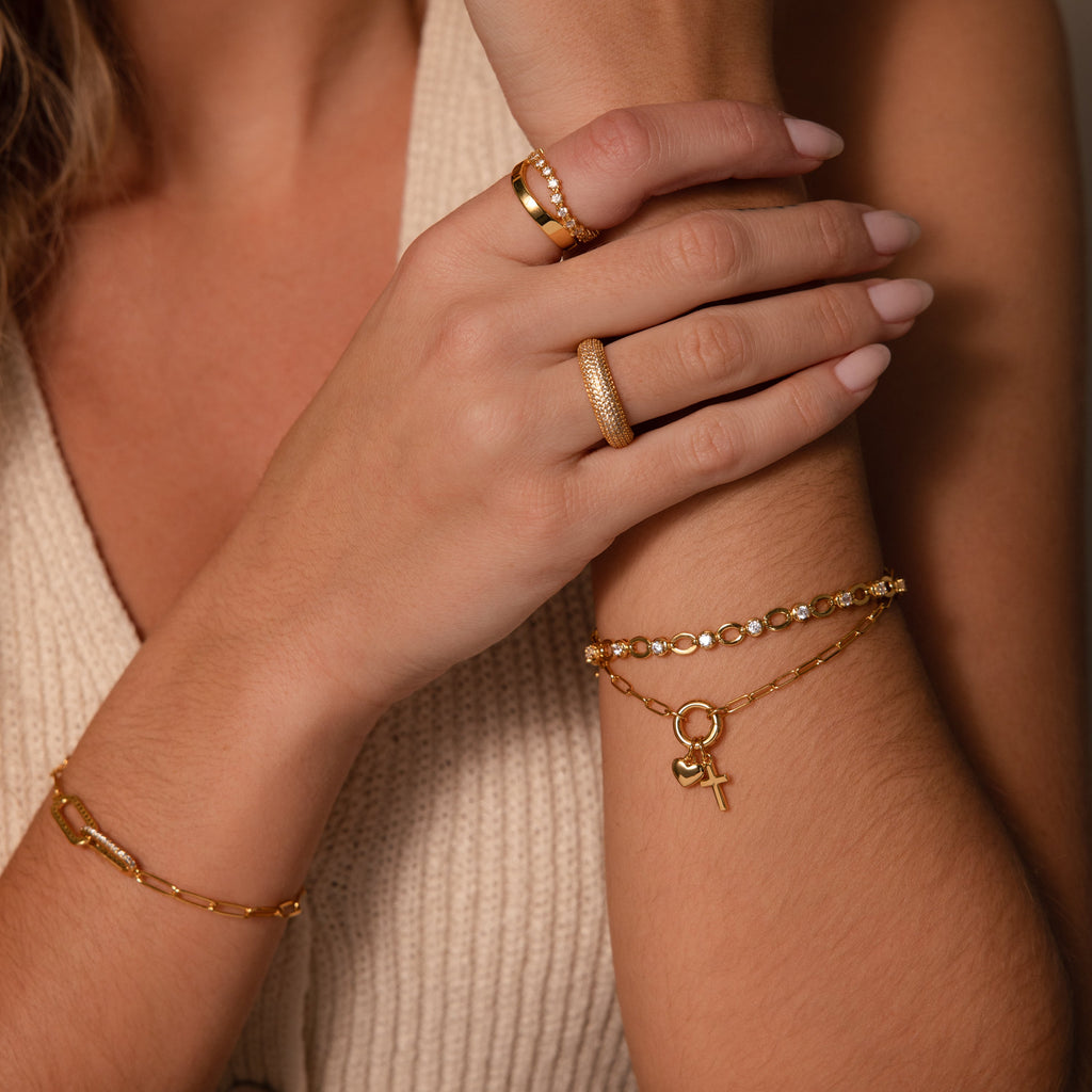 Cross & Heart Charm Bracelet