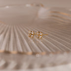 Rounded Pearl Flower Studs
