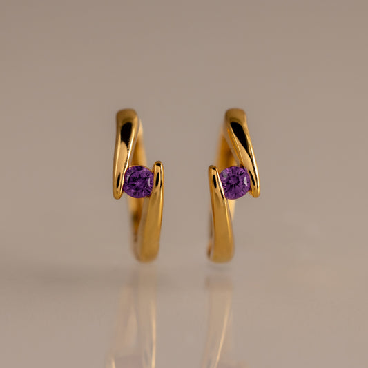 Floating Birthstone Huggies