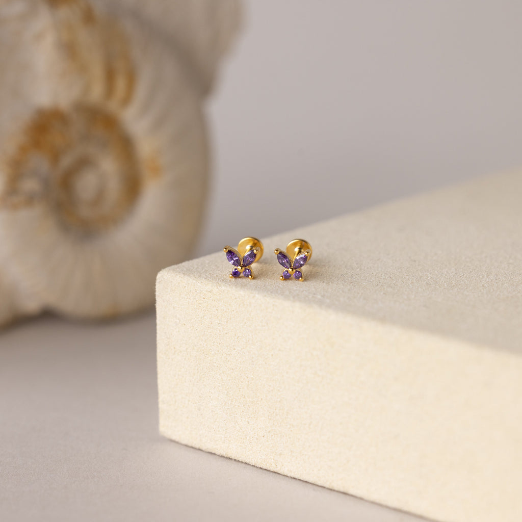Butterfly Birthstone Flatback Studs