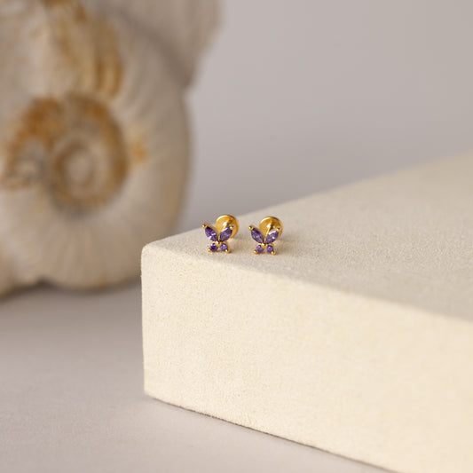 Butterfly Birthstone Flatback Studs