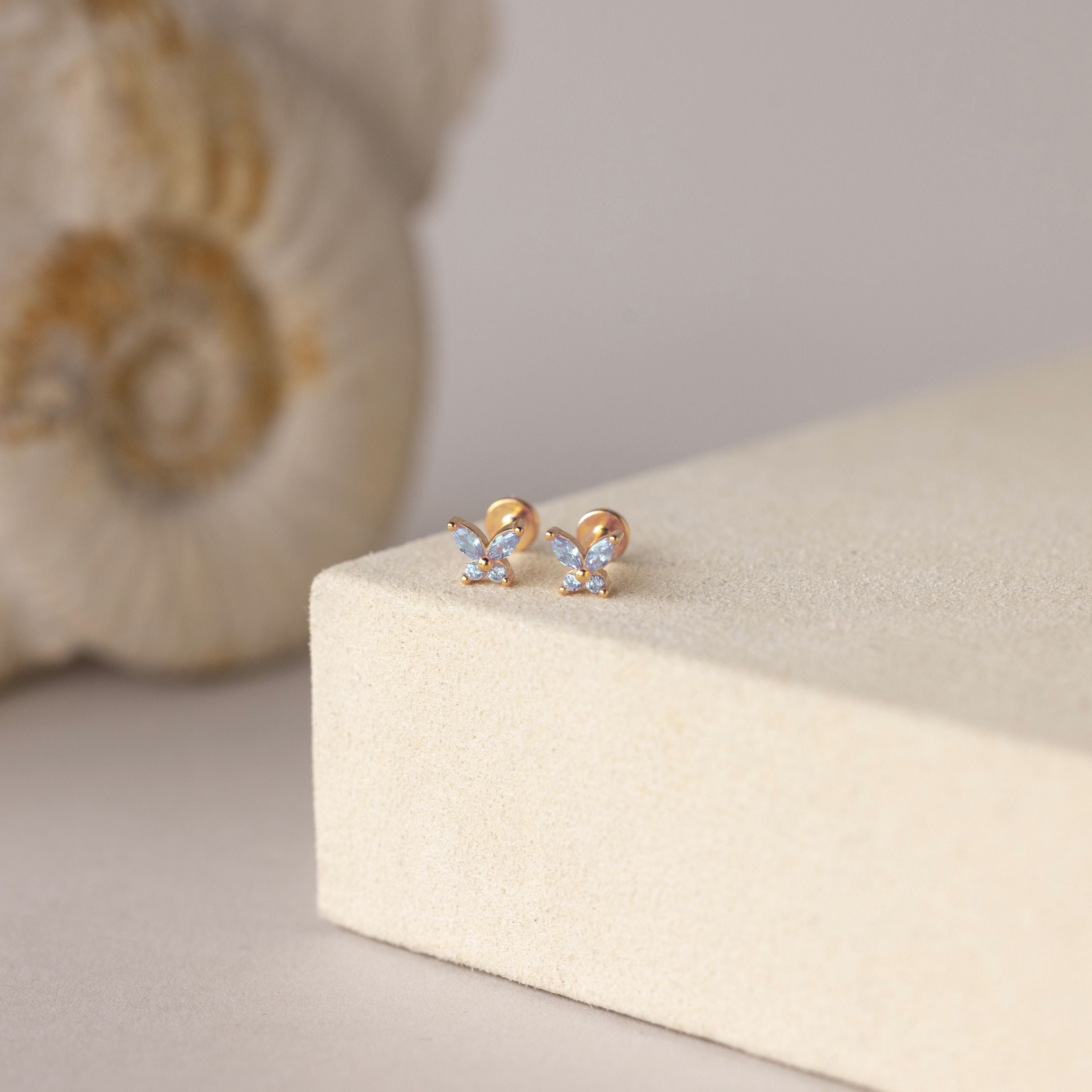 Butterfly Birthstone Flatback Studs