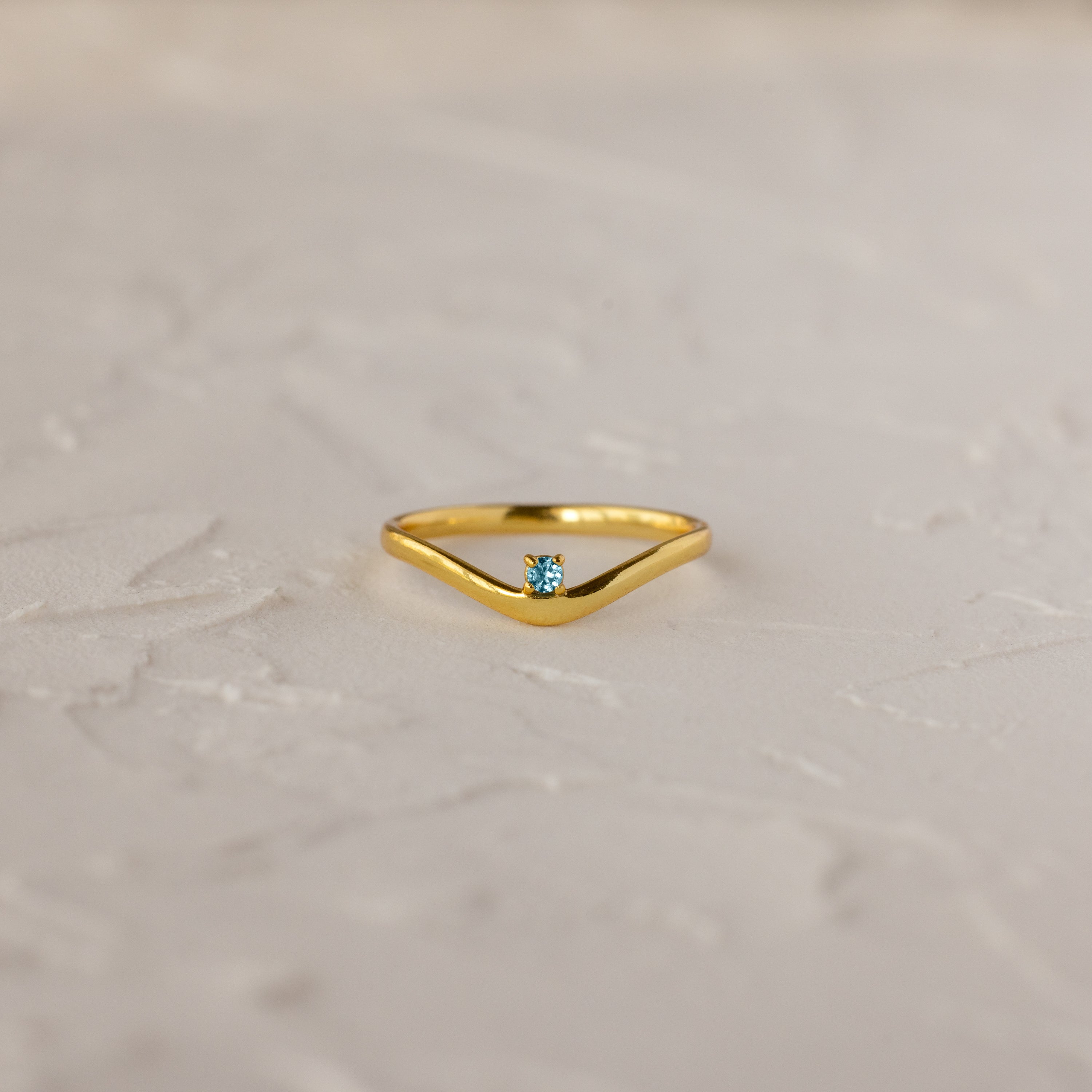 Birthstone Drop Curve Ring