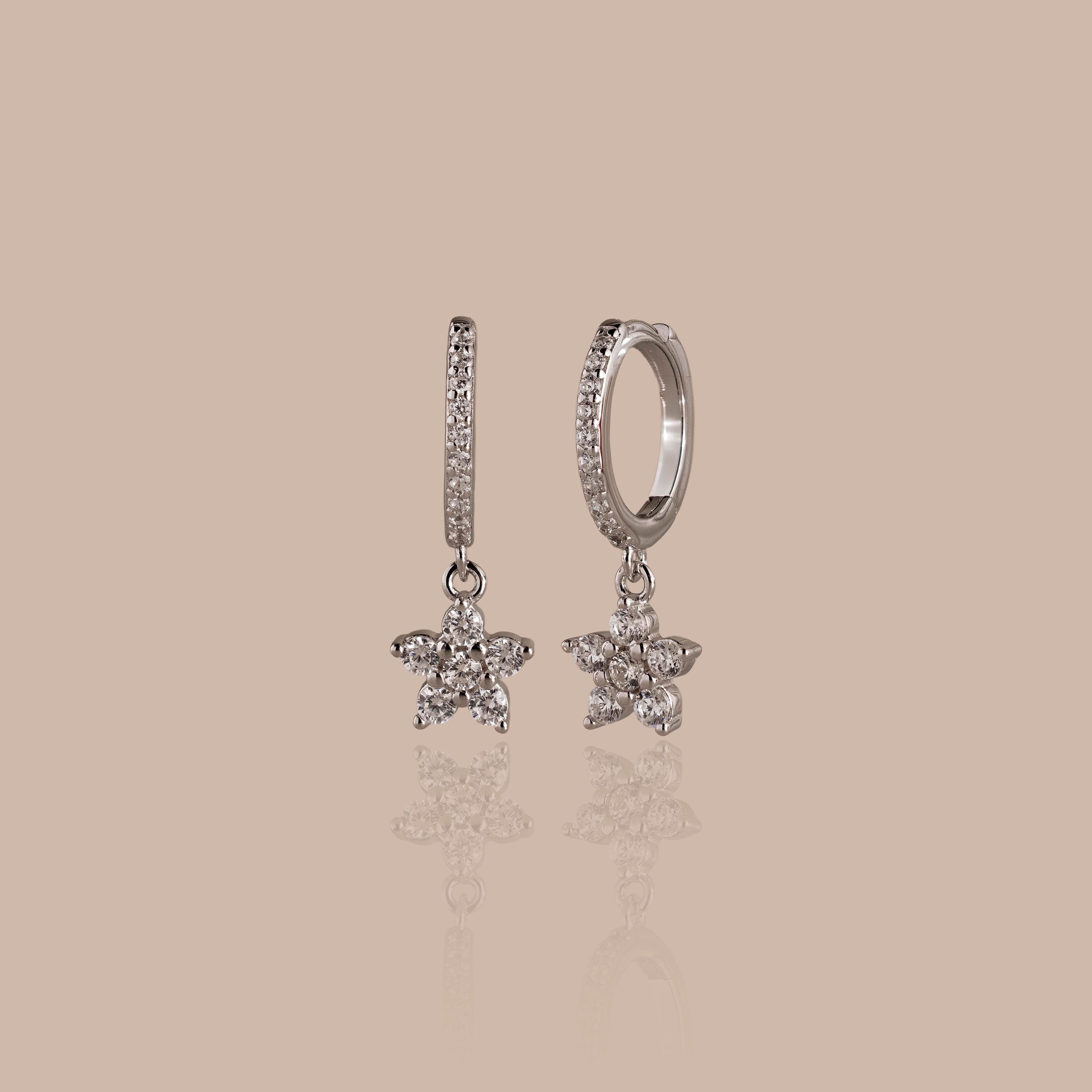 Pave Blossom Drop Huggies