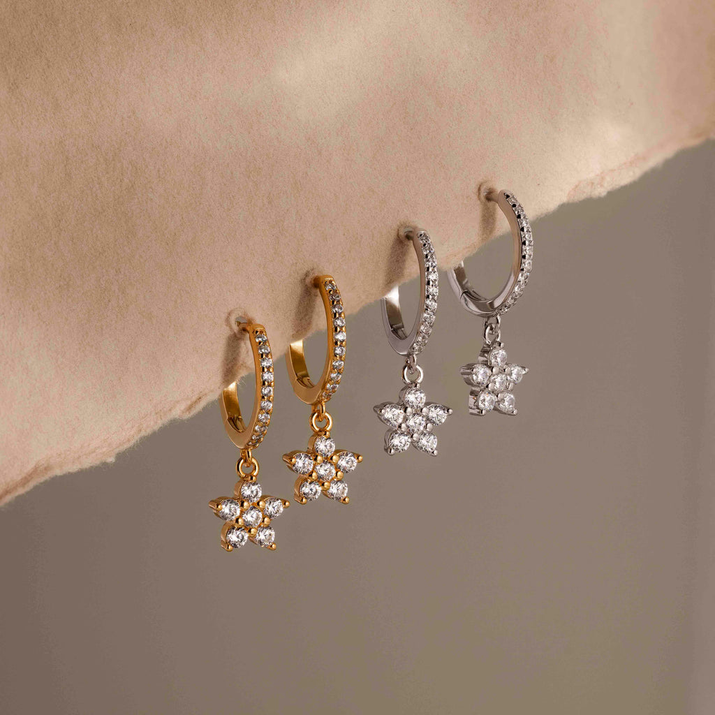 Pave Blossom Drop Huggies