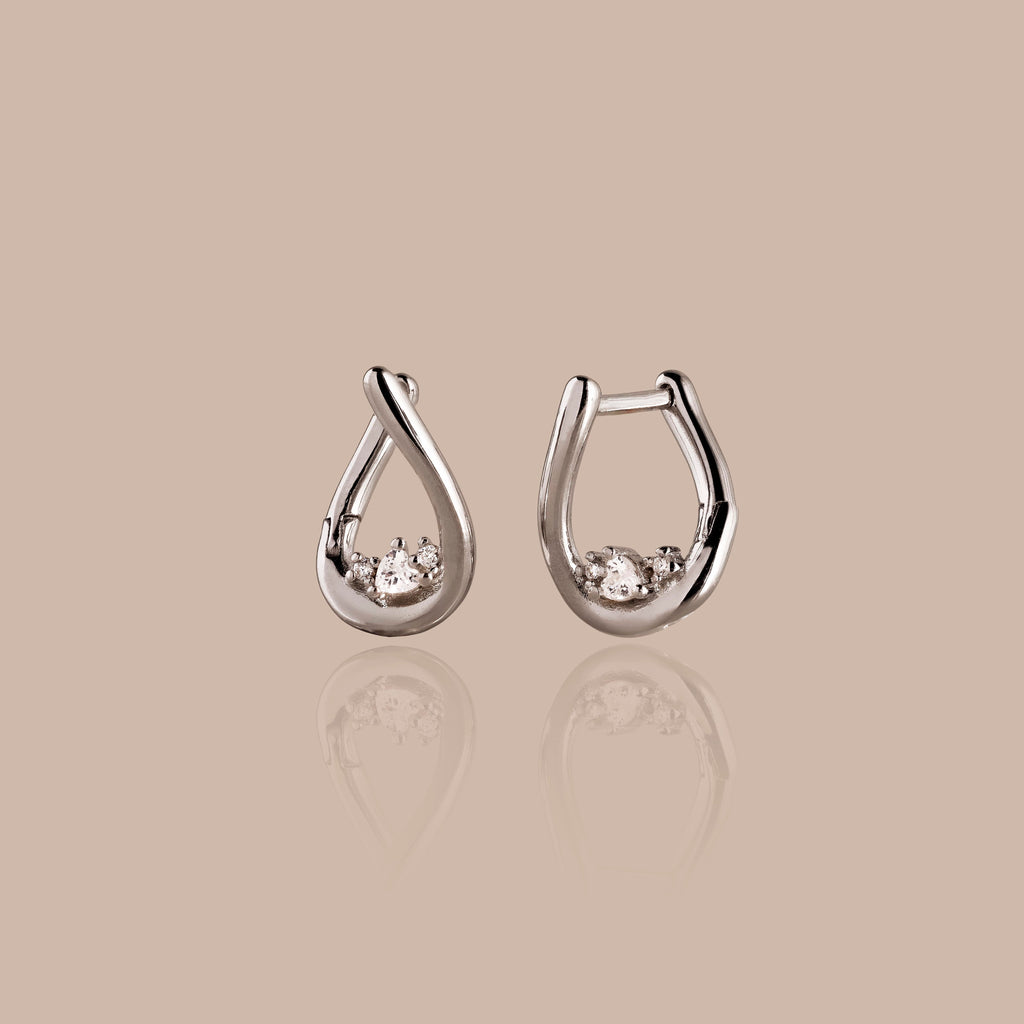 Curved Diamond Teardrop Hoops