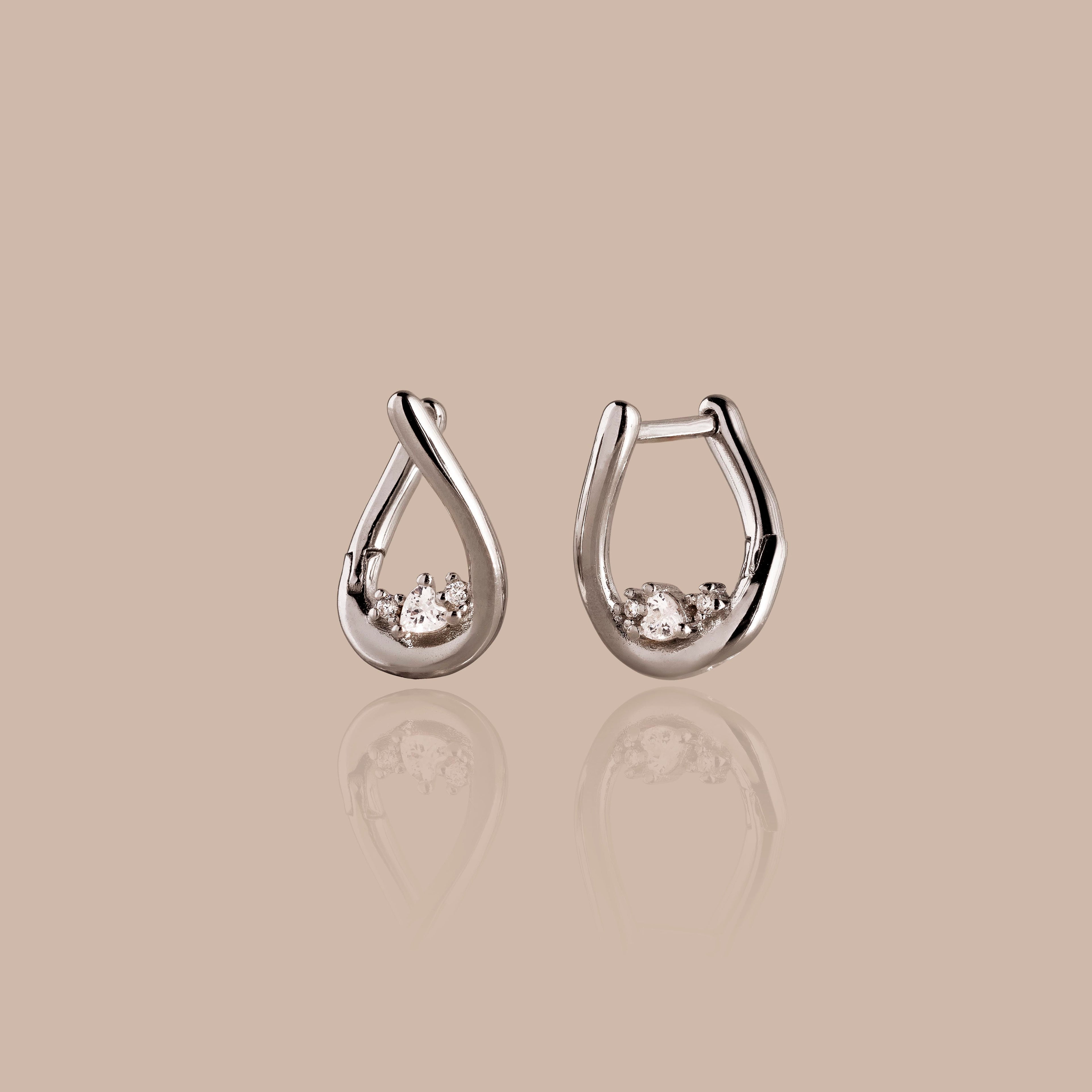 Curved Diamond Teardrop Hoops