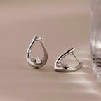 Curved Diamond Teardrop Hoops