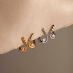 Curved Diamond Teardrop Hoops