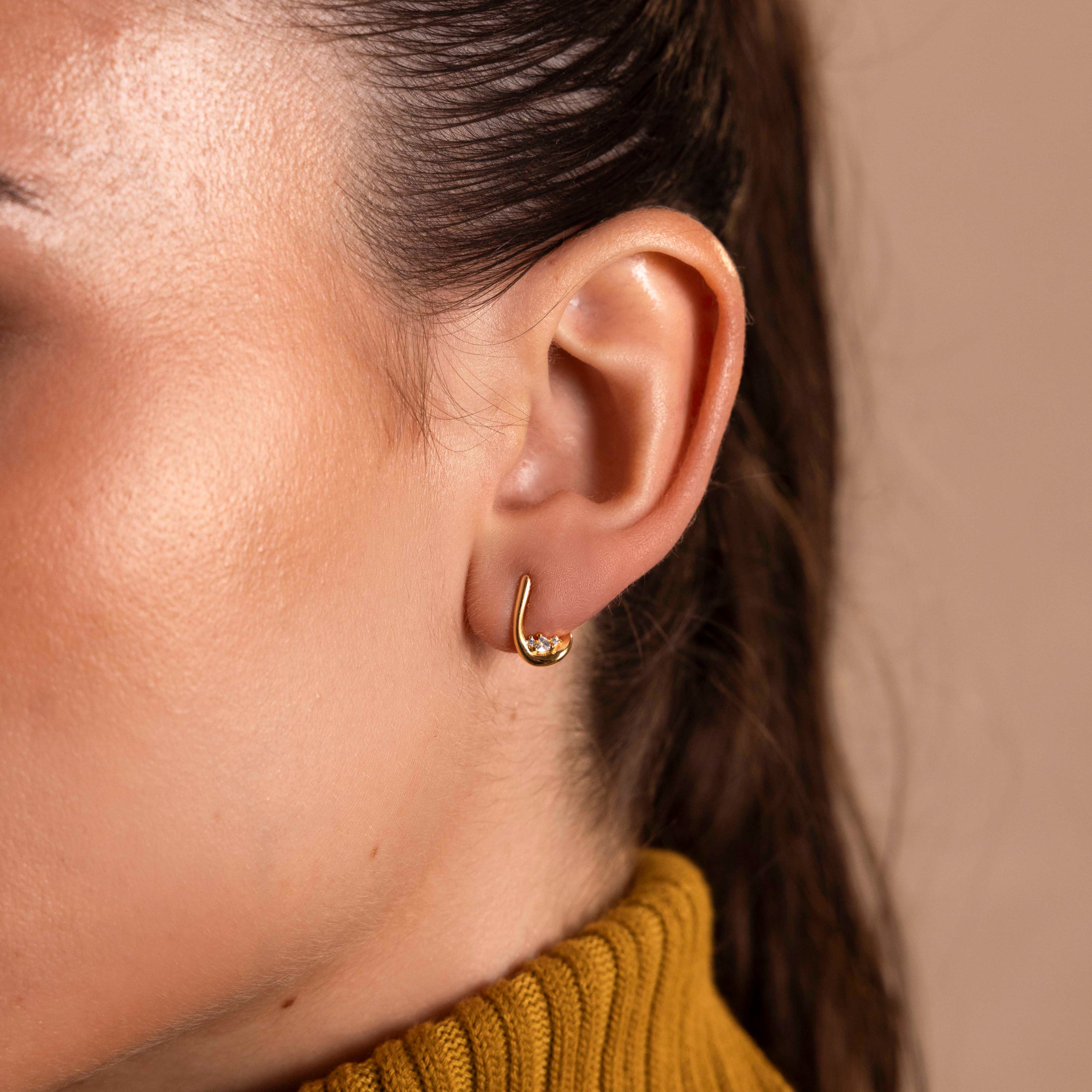 Curved Diamond Teardrop Hoops