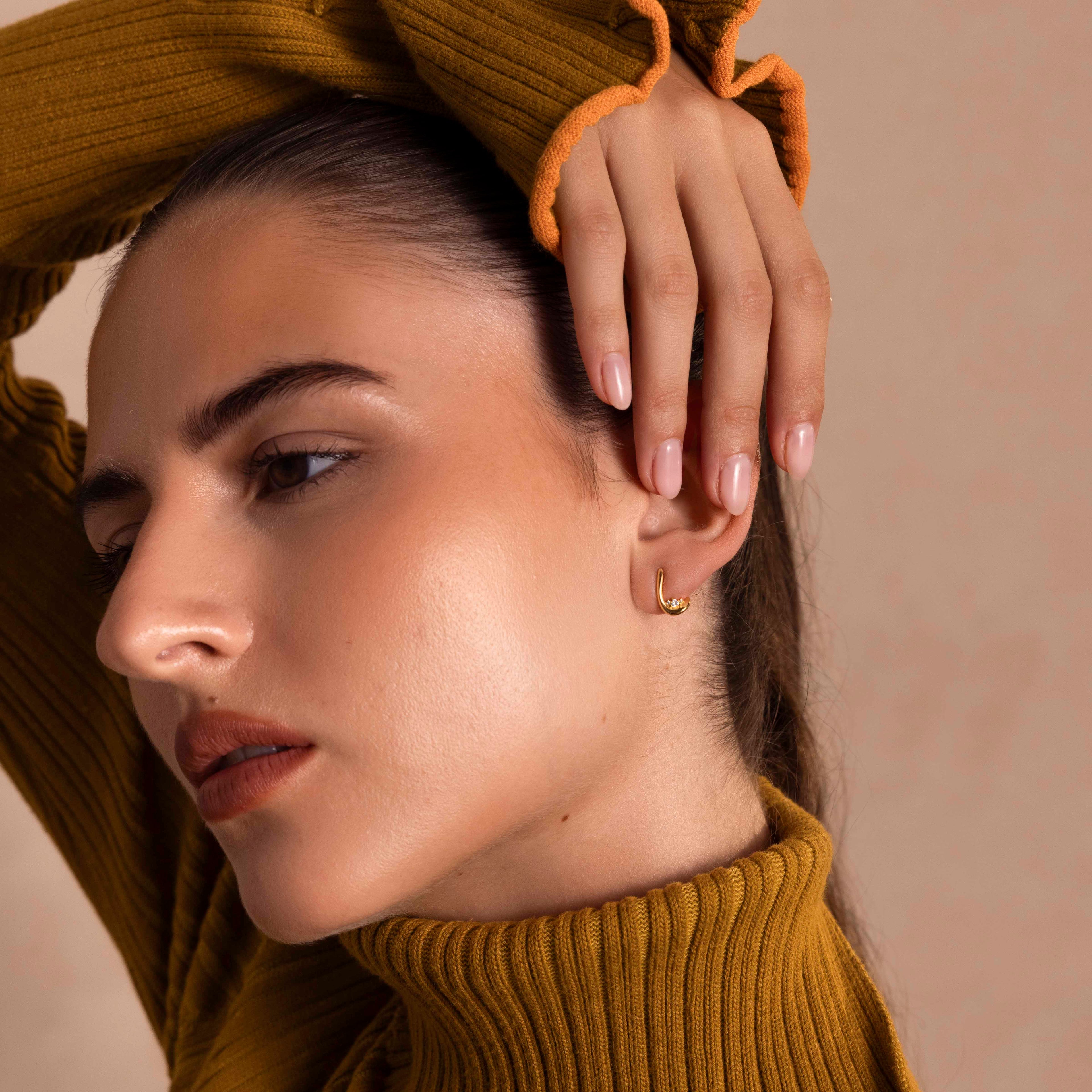 Curved Diamond Teardrop Hoops