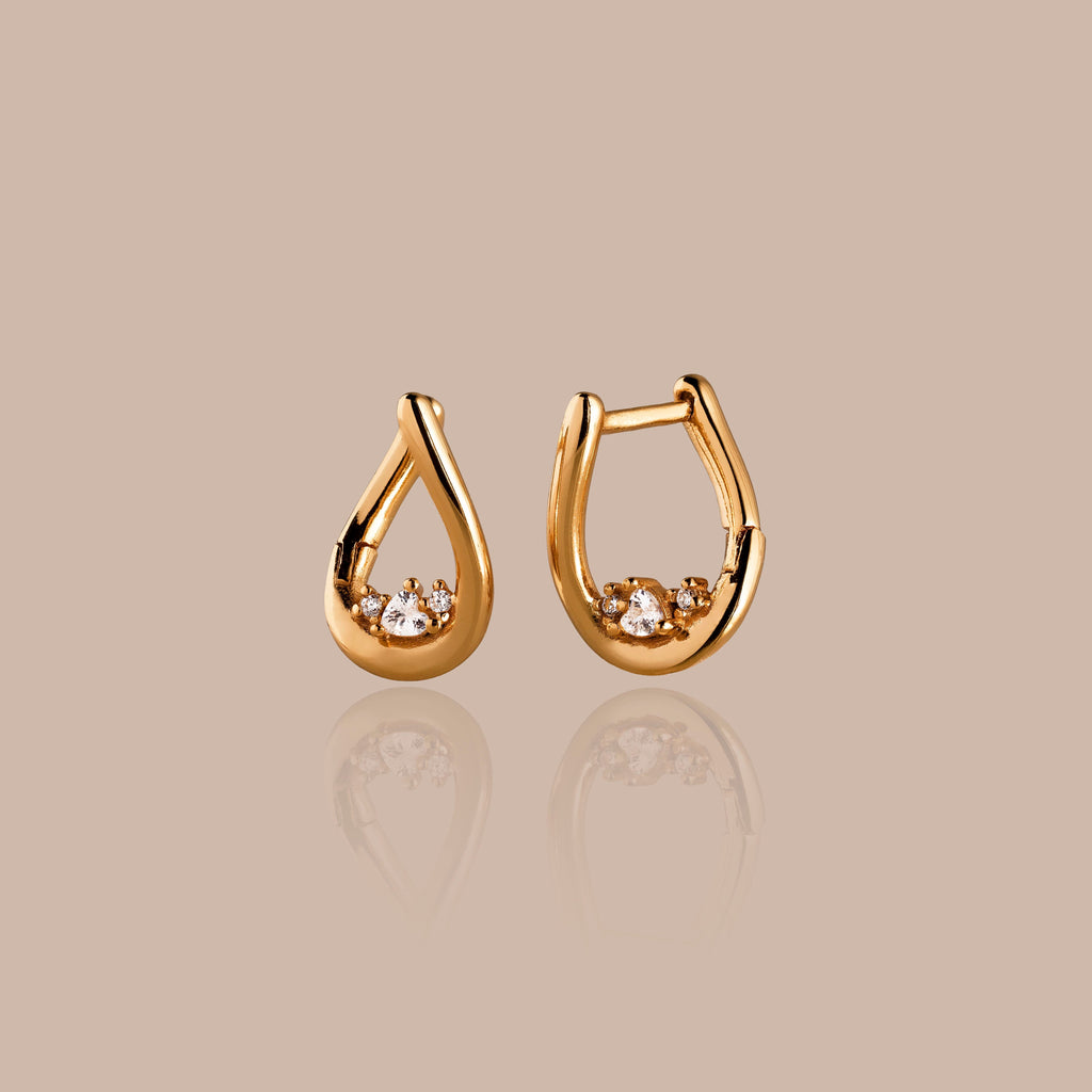 Curved Diamond Teardrop Hoops