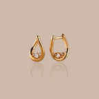 Curved Diamond Teardrop Hoops