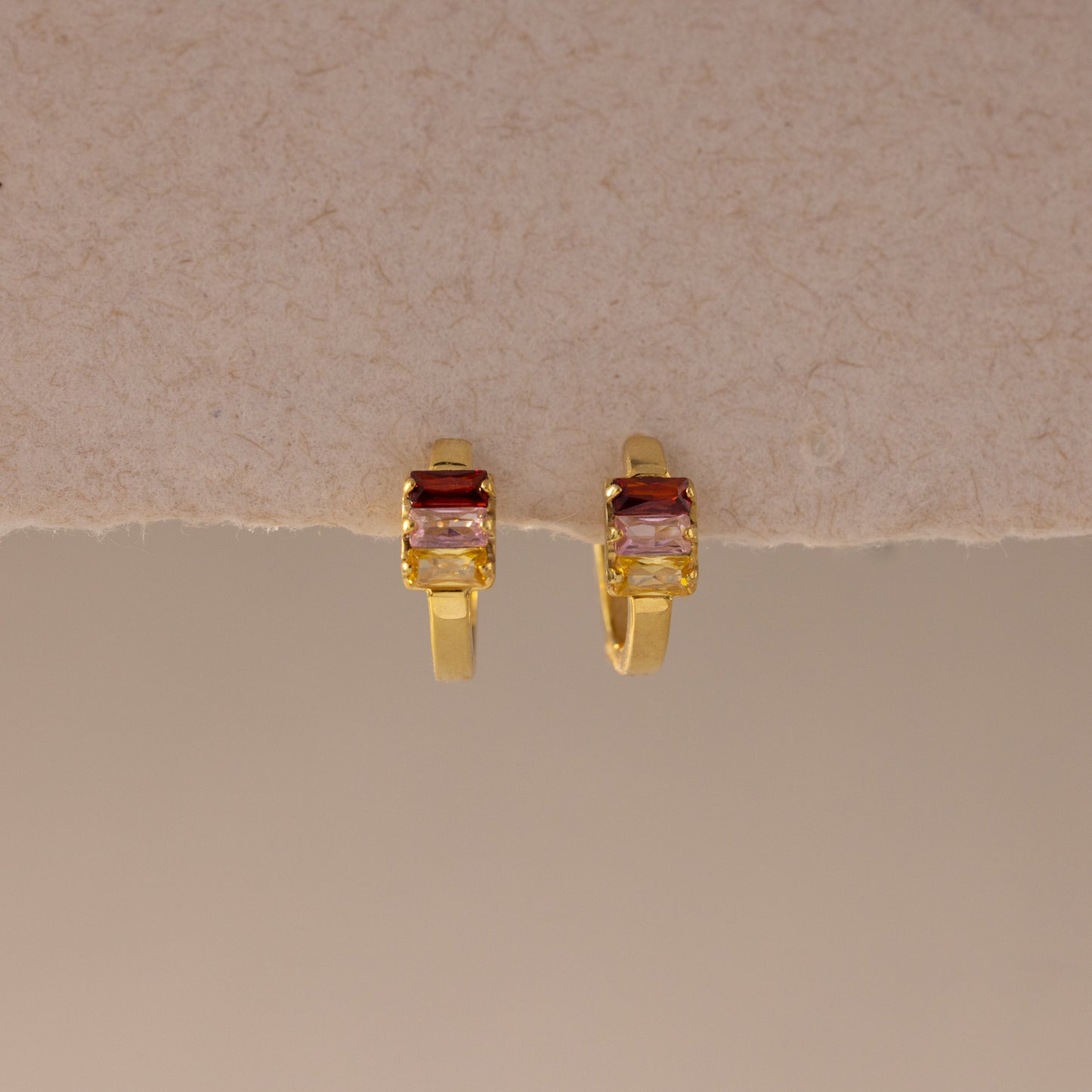 Multiple Baguette Birthstone Huggies