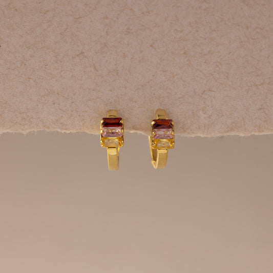 Multiple Baguette Birthstone Huggies