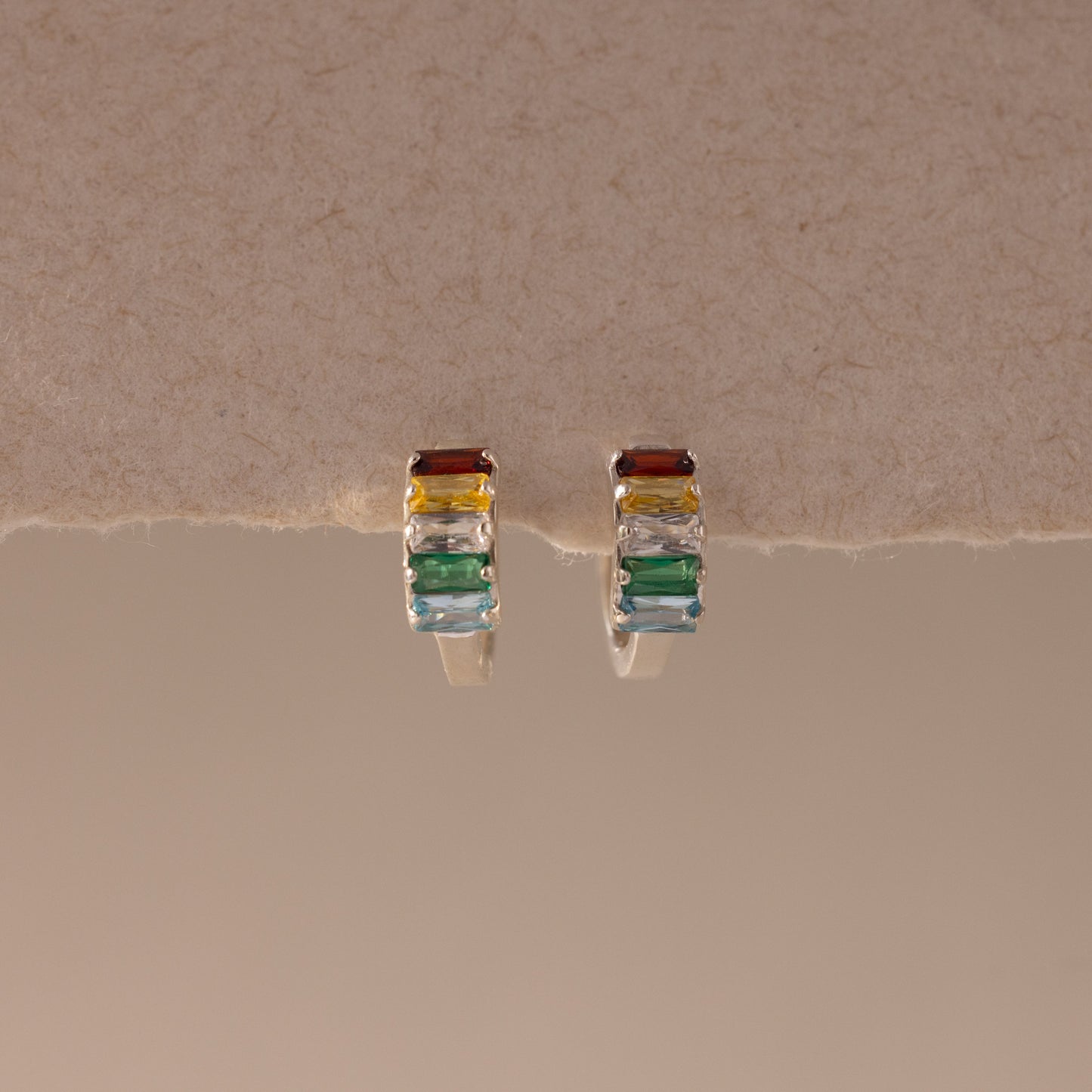 Multiple Baguette Birthstone Huggies