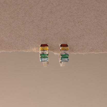 Multiple Baguette Birthstone Huggies