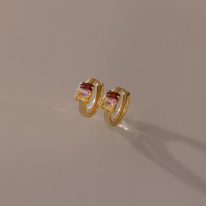 Multiple Baguette Birthstone Huggies