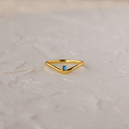 Birthstone Drop Curve Ring