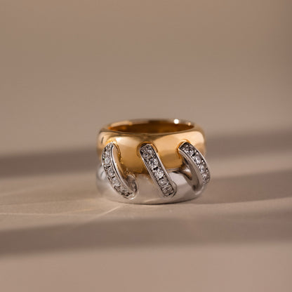 Sculpted Mixed Metal Link Ring