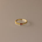 Dainty Ribbed Birthstone Ring