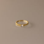Dainty Ribbed Birthstone Ring