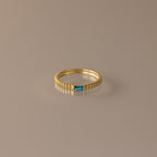 Dainty Ribbed Birthstone Ring