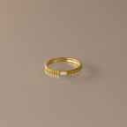 Dainty Ribbed Birthstone Ring