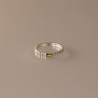 Dainty Ribbed Birthstone Ring