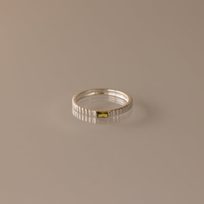 Dainty Ribbed Birthstone Ring