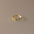 Dainty Ribbed Birthstone Ring