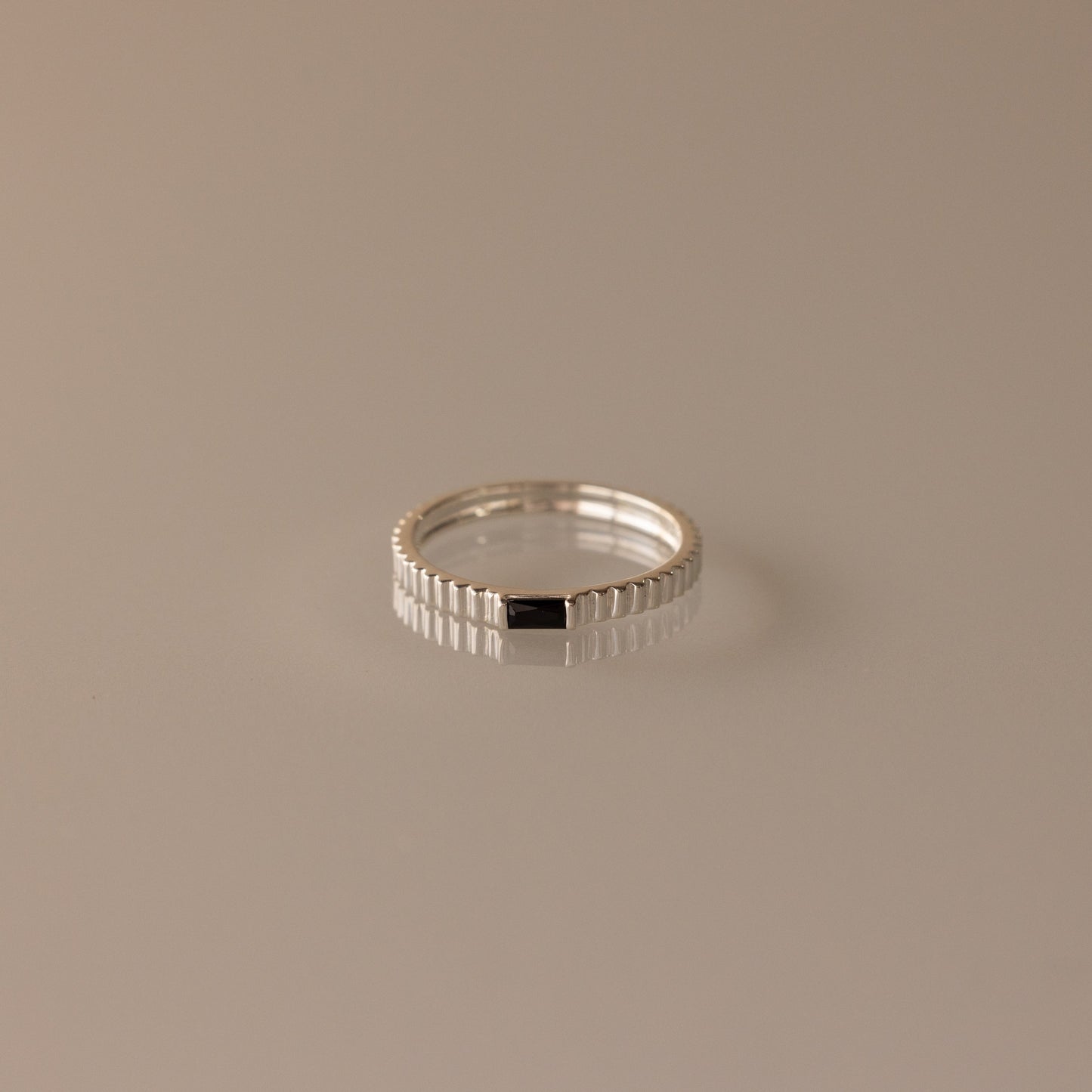 Dainty Ribbed Birthstone Ring