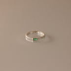 Dainty Ribbed Birthstone Ring