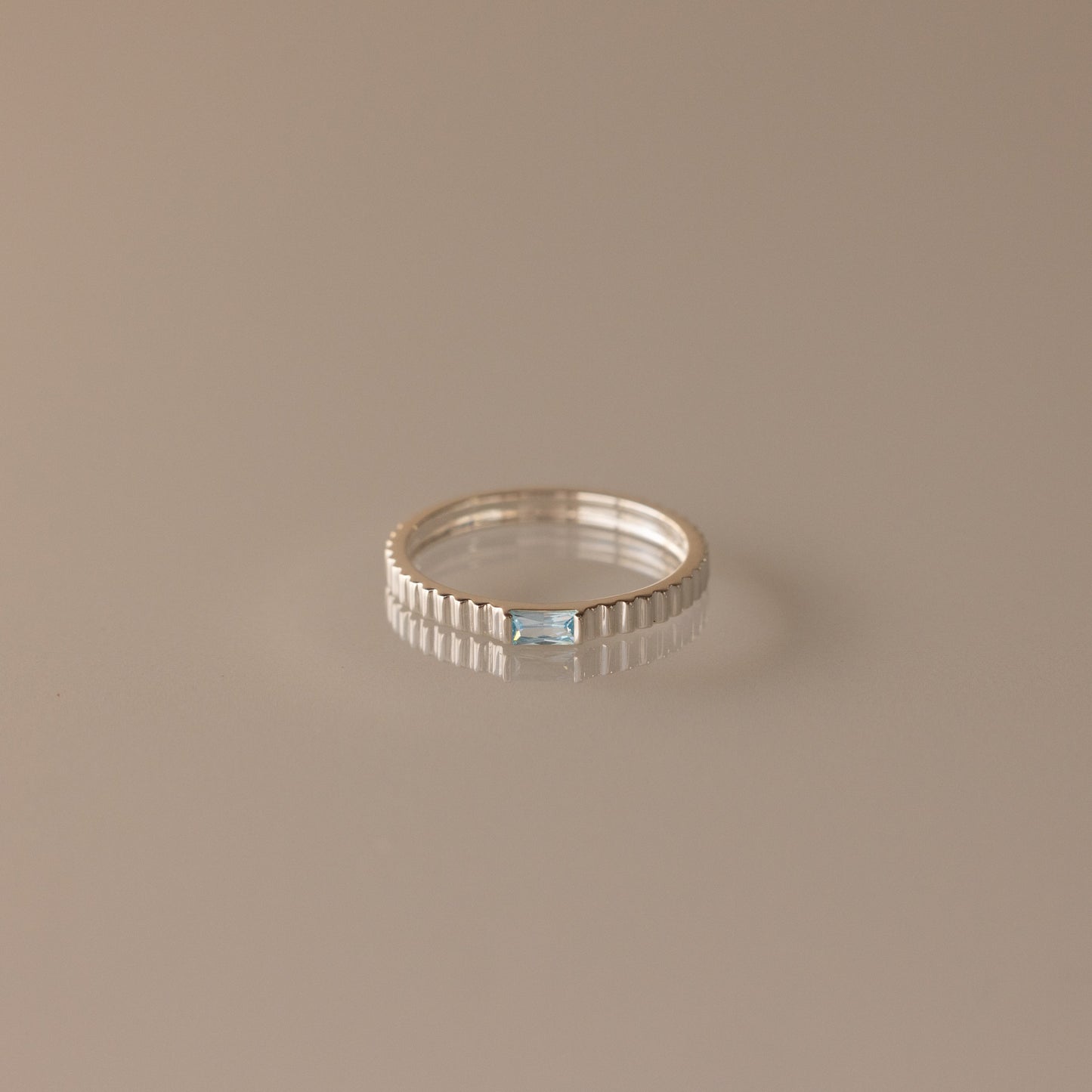 Dainty Ribbed Birthstone Ring