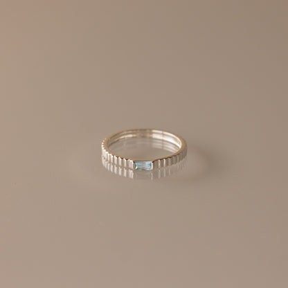 Dainty Ribbed Birthstone Ring