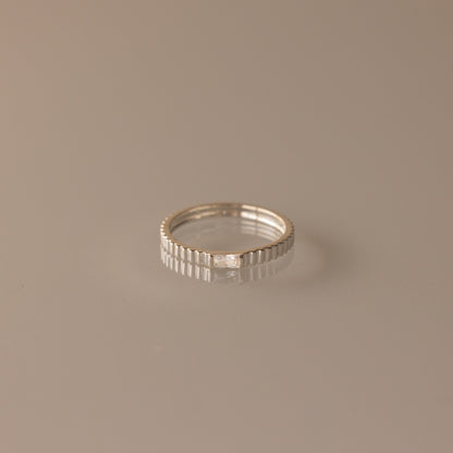 Dainty Ribbed Birthstone Ring