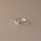 Dainty Ribbed Birthstone Ring