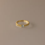 Dainty Ribbed Birthstone Ring