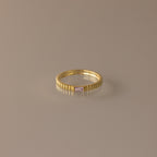 Dainty Ribbed Birthstone Ring