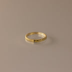 Dainty Ribbed Birthstone Ring