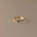 Dainty Ribbed Birthstone Ring