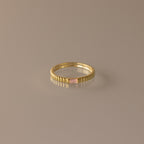Dainty Ribbed Birthstone Ring