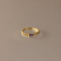 Dainty Ribbed Birthstone Ring